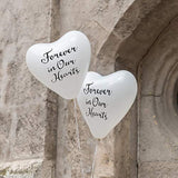 60 Pieces Memorial Balloons Funeral Hearts Shape Remembrance Latex Balloons With 2 Rolls White Ribbons For Rfuneral, Condolence, Funeral, Anniversary, Memorial Decoration, White