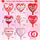 Valentine’S Day Balloons, 16 Pcs Heart Shaped I Love You Balloons, Lar