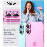 iPhone 16 Plus Glitter Camera Lens Protector 9H Tempered Glass Pink Bling