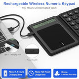 Bluetooth Number Pad Touchpad With Calculator - Rechargeable Folding Portable Wireless Numeric Keypad 23-Keys, Large Trackpad Bluetooth Travel Numpad Data Entry & Calculation & Trackpad Mouse 3 In 1