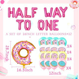 12 Pink Donut Half-Birthday Balloons For Children'S Birthday Party