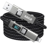 4 In 1 Usb C Cable With Wattage Display, 65W Round Nylon Braided Multi Charging Cable With Data Sync, Usb C Charging Cord Combo Type C/Usb A/Iphone Port For Iphone/Ipad/Samsung/Laptop, 5Ft