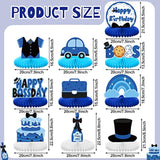 10-Piece Blue Boss Theme Honeycomb Centerpieces for Boys' Birthday Party