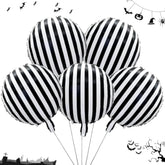Halloween Skull Foil Balloon Set: Black & White Striped Skeleton Decor