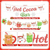 Christmas Hot Cocoa Bar Banner with Glitter Winter Snowman Decorations