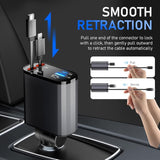 Ticci 60W 4-in-1 Retractable Car Charger USB C Fast Charging for iPhone & Android