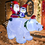 7Ft Lighted Christmas Inflatable Polar Bear With Santa Claus And Penguine Christmas Decoration For Christmas Party Yard
