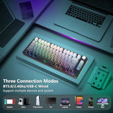75% Wireless Mechanical Gaming Keyboard, Bluetooth/2.4G/Usb Wired, Creamy Sound, Rgb Backlit, Hot Swappable Pre-Lubed Linear Switches, Volume Knob, Custom Gasket Structure For Win/Mac, White