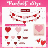 Valentine Decoration 4 Pack Felt Hanging Heart Banner Happy Valentines Garland Sign Pink Red Heart Banner Love Decor Wedding Engagement Proposal Anniversary Backdrop Party Supplies Diy Banner