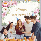 Happy Retirement Backdrop for Women Pink Rose Gold Dots Retirement Party Banner White Floral Greenery Leaves Decoration Lady's Retirement Party Decor Congrats Retire Photo Booth Props(7x5ft)