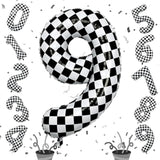 40-Inch Checkered Number 9 Balloon Large Racing Flag Decor for 9th Birthdays