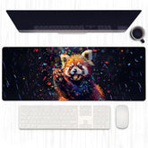 Cute Red Panda Gaming Mouse Pad, Extended Red Pandas In Confetti Desk Mat Computer Laptop Mousepad, Robust Stitched Edges, 31.5"×11.8" Large Office Keyboard Mouse Pads For Home Desktop Decor