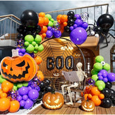 126Pcs Halloween Balloon Garland Arch Kit - Black, Orange, Purple, Green & Foil Party Decor