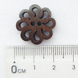 New Hollow Flower Wood Buttons 20Mm Sewing Craft Brown Wholesale 50Pcs