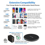Wireless Charger For Samsung Galaxy S24/S24+/S24 Ultra/S23/S23+/S23 Ultra/S22/S22+/S22 Ultra/S21/S20/S10/S10+/S9/S9+/S8/S8+/S7, Wireless Charging Pad With Qc 3.0 Adapter And 6.6Ft Usb-C Cable, Black