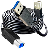 Long Usb3.0 Printer B Cable 60Ft, Usb-A Male To Usb-B 3.0 Male Upstream Cord Compatible With Docking Station, External Hard Drivers, Scanner, Printer With Hp, Canon, Brother And More