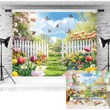 Spring Backdrop Spring Garden Flowers Photography Background Wildflower Yard Scenery Picnic Easter Party Decorations Banner Photo Supplies (82X59Inch(7X5Ft))