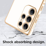 Compatible With Samsung S25 Ultra 5G Case For Women Girl, Plating Edge Cute Love Heart Soft Tpu Bumper With 4 Corners Shockproof Protection Phone Case Cover For Galaxy S25 Ultra 5G(White)