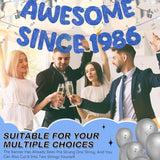 Pre-Strung Awesome Since 1986 Banner Glitter Happy 40Th Birthday Banner Funny 40Th Birthday Decorations 1986 Party Decorations For Men Women Anniversary(Navy Blue)