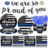 142Pcs Police Academy Graduate Party Supplies We Are So Proud Of You Police Theme Plates And Napkins Congrats Officer Party Decorations For Police Retirement Grad Graduation Promotion Party Serves 24