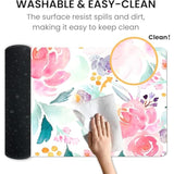 Boho Large Mousepad Botanical Green Leaves Modern Aesthetic Desk Mat Xl Watercolor Floral Mouse Pad Pink Flower Non-Slip Rubber Base Office Home Computer Keyboard Gaming Mouse Pad 31.5 X 11.8 Inches