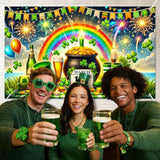 St. Patrick'S Day Banner Happy St. Patrick'S Day Decorations Rainbow Gold Coin Shamrock Party Wall Decor March 17 Holiday Photo Background Indoor Outdoor 71X43 Inch