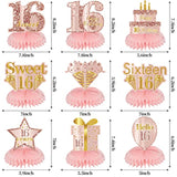 Pink Rose Gold Sweet 16 Honeycomb Table Toppers, 9pcs