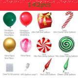 Christmas Balloon Garland Arch Kit, Red Green Gold Gift Box Exploding Star Foil Balloons, Windmill Candy Christmas Balloons For Party Decorations