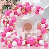 Pink Balloons Arch Kit, 114 Pcs Hot Pink And White Balloons Garland Arch Kit For Baby Shower, Graduation, Wedding, Birthday, Valentine'S Party Supplies Decoration
