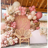 Boho Balloon Garland Arch Kit With Pink Chocolate Coloured Ivory White