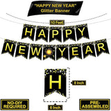 35pc New Year’s Eve 2025 Party Supplies Banner Gold Fringe Curtain