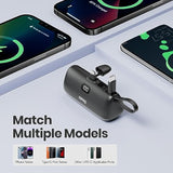 Portable Charger Pd Fast Charging Mini Power Bank 5000Mah Charger With Built-In Cable Stand And Led Display Powerbank Compatible With Iphone 15/14/13/12 Pro Max Samsung Android Phones