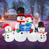 8Ft Long Christmas Inflatables Outdoor Decorations, Blow Up Snowman Family Inflatable Christmas Decor With Built-In Leds