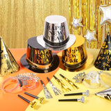 50 Pcs Black Gold Happy New Year 2026 Party Supplies Kit
