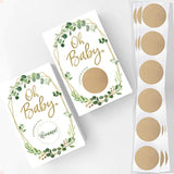 Baby Shower Game – Greenery Scratch Off Cards For Girl Or Boy, Botanical Theme, 30 Cards & Stickers