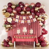 96Pcs Burgundy Birthday Decorations with Banner, Tassels, Pompoms & Balloons