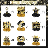 9Pcs Black Gold 50th Birthday Centerpieces – Vintage Table Decorations for Men & Women Party