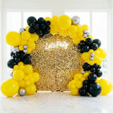 130Pcs Yellow And Black Balloons - Black And Yellow Balloon Garland Kit With Metallic Silver Balloons, Bumblebee Party Balloons For Birthdays, Baby Showers, Weddings & Bee Themed Celebrations