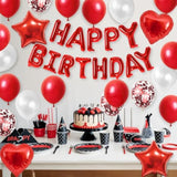 Red Birthday Decorations For Girls,Red And White Balloons Happy Birthdays Banner Balloon Heart And Star Foil Balloons For Women Girls Birthday Baby Shower Party Decorations