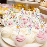 Wildflower Baby Shower Decorations, 48Pcs Flower Birthday Cupcake Toppers Baby In Bloom Decor, Floral Spring Party Wedding Bridal Shower Decoration