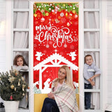 Christmas Nativity Door Cover Decorations Red Religious Merry Christmas Banner Jesus Christmas Decorations For Winter Xmas Party Indoor Outdoor