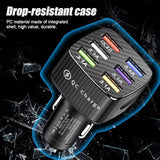 Car Charger Adapter, 6 Ports Usb Qc3.0 Fast Phone Charger, 32V Upgraded Quick Charging Adapter Compatible With Iphone 13/13 Pro Max/12/Xs/Xr, Samsung Galaxy (Black/1Pcs)