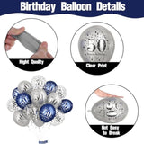 15-Pack Navy Blue and Silver 50th Birthday Balloons for Men