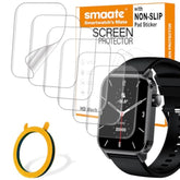 Screen Protector Compatible With Trausi Tg08 1.83” Fitness Tracker Smart Watch, 6-Pack Soft Tpu, Full Coverage, Bubble Self-Healing, With Non-Slip Pad Sticker