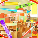 8 Pcs Colorful Art Party Decorations Set With Inflatable Paint Brushes Balloons Marker Pencil Crayon Balloons Prop Kit For Art Paint Back To School Party Favor
