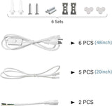 6 Pack 4FT LED T5 Shop Lights 2200LM 6500K Utility Ceiling Under Cabinet Fixtures