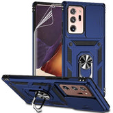 For Samsung Galaxy Note 20 Ultra Case With Camera Lens Cover Hd Screen Protector, Military-Grade Drop Tested Magnetic Ring Holder Kickstand Protective Phone Case For Galaxy Note 20 Ultra 5G (Navy)