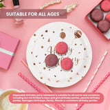 50Pcs Happy Birthday Paper Plates - 7Inch White Dessert Plates With Rose Gold Dots, Triangular Flag & Balloons Paper Plates For Cake Fruit Salad Pizza Disposable Decoration Supplies For Birthday Party