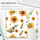 White Sunflower Mouse Pad Computer Cute Plant Leaves Yellow Flower Wildflower Mousepad Desk Mat Square Aesthetic Nature Washable Office Accessories Laptop Wireless Travel Decorative Pattern Gaming