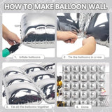 25Pcs Metallic Silver Square Foil Balloons Wall Backdrop Chrome Silver Balloons Tunnel Garland Arch Kit For Anniversary Bachelorette Birthday Engagement Bridal Baby Shower Party Decorations